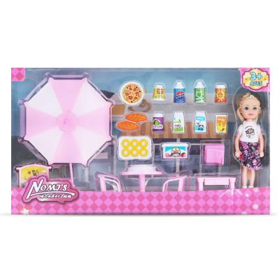 China MODEL TOY Fun 5 Inch Outdoor Teahouse With Doll Foodie Set for sale