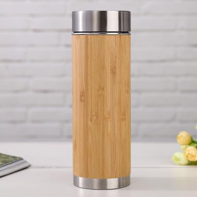 China 350ML Stainless Steel Viable External Straight Cup Thermos Vacuum Flask Bamboo Bottle With Ceramic Interior for sale