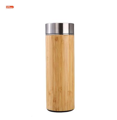 China Custom Sustainable Wholesale Bamboo Stainless Steel Drinking Water Bottle for sale