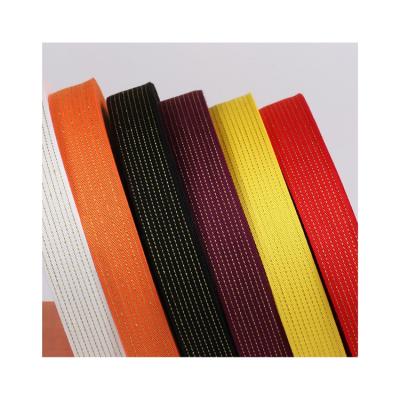 China Sustainable Wholesale Jacquard Fabric Ribbon Cotton Webbing Striped Jacquard Elastic Ribbon Pants Side Bands for sale