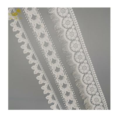 China Wholesale Water Soluble Factory Tassel Fringe DIY Design Beautiful White Home Textile Decoration Embroidered French Lace Trim for sale