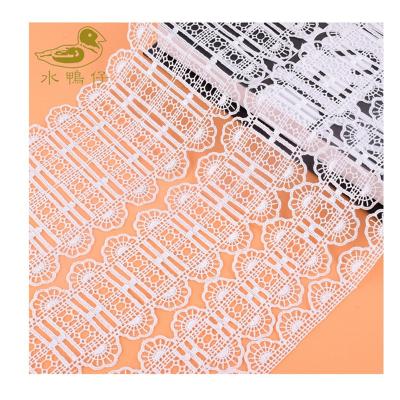 China High Grade Popular 3D Water Soluble Customized Design Polyester Embroidery Lace Water Soluble White Trimming For Curtain for sale