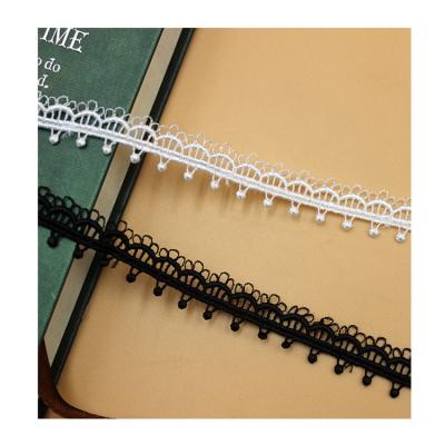 China Factory Wholesale Durable Water Soluble Tied Wedding Veil Water Soluble Black Polyester Lace Small Trimming Trim for sale