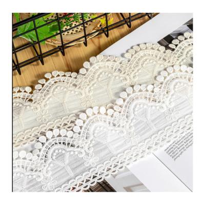 China Best Small Flower Lace Trimming Fabric Water Soluble Selling Embroidery Garment Making For Lace Cotton Trim Bedding Decoration for sale