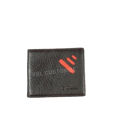 China Real Cowhide Leather Orange Mens Wallet Special RFID Stripe Design Man Wallets for sale