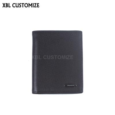 China Genuine cow anti-theft printed leather men to emobss pinch label logo vertical men's wallet for sale