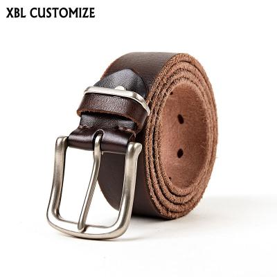 China Fashionable Two Rings Pin Buckle Mens Belts Genuine Leather Custom Men Belt With One Metal Ring for sale