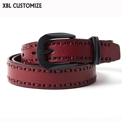 China Original Fashion Design Ladies Belt Cowhide Leather Fashion Design Belt None Mid Layer Women Belts for sale