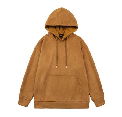 China Anti-Wrinkle High Street Loose Fashion Suede Hoodie Unisex Hoodie Custom Printed Embroidery Hoodie With Drawstring for sale