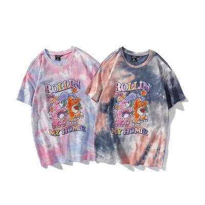 China 2021 Oversized Anti-wrinkle Streetwear Graphic Print Tees Tie Dye T-shirts Summer Casual T-shirt for sale