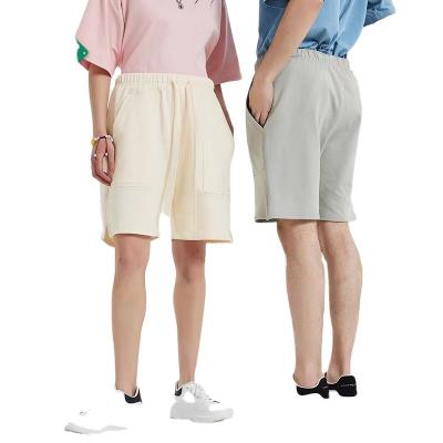 China High Quality Terry Solid Color Men's Waterproof 100% Cotton 350gsm Casual Drawstring Shorts Big Pocket Split Shorts Basic Blank Custom for sale