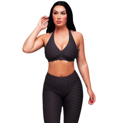 China AMAZONE Yoga Set Breathable Style Bubble Jacquard Suit Beauty Back Hot Selling New Sports Invest High-Waist Hip-Lifting Gaiters for sale