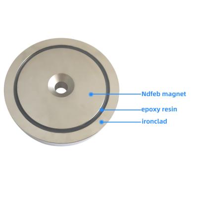 China Hot Selling Shape 36mm Diameter n42 Neodymium Pot Magnet Customized Liner Stainless Steel Size Ni Neodymium Pot Magnet Pot Magnet With Threaded Eye for sale