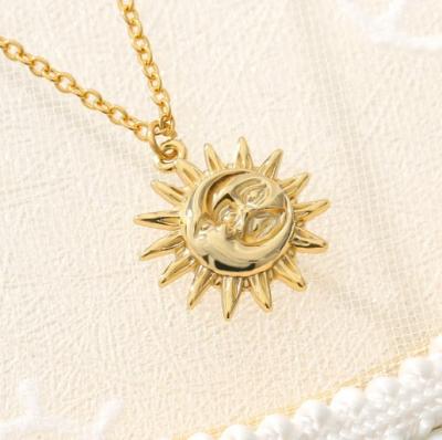 China TRENDY 18K Gold Plated Stainless Steel Sun Shape Sun Necklace Gold Necklace Pendant Necklace For Women for sale