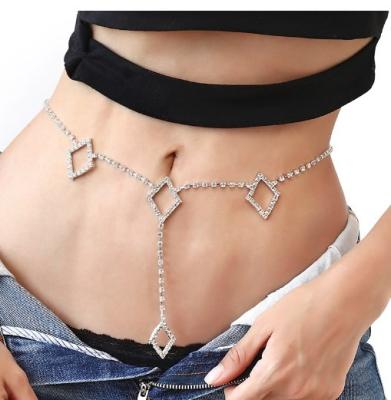 China FASHIONABLE Hot Sale Body Jewelry Rhinestone Link Chain Full Belly Chains Colorful Crystal Heart Shape Charm Waist Chain for sale