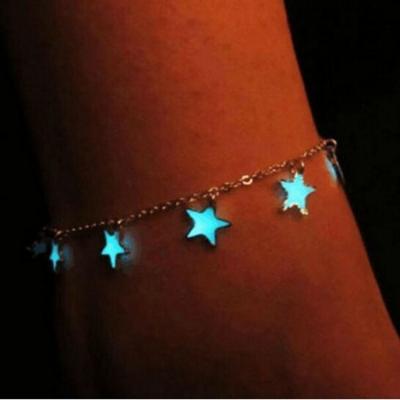 China Summer Luminous Beach Star Foot Anklet Blue Fluorescent Five-pointed Braclet for sale