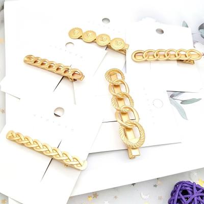 China 2022 Vintage Ladies Gold Hair Accessories Bling Hair Claw Clips Metal Hair Clip Custom Chain Hair Clips For Lady for sale