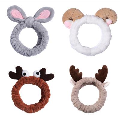 China Sporty Animal Face Makeup Spa Headband Ear Turban Hair Wash Elastic Hair Wash Bands Pour Headbands For Girls for sale