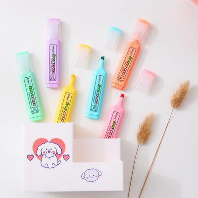 China office & School Markers Wholesale Multicolor Oblique Head Trend Student School Supplies Marker Simple Cute Fluorescent Pen for sale