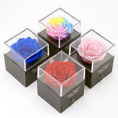 China New Type Romantic Women Rose Jewelry Box Birthday Presents Valentine's Day Gift Flowers Eternal Roses In Box for sale