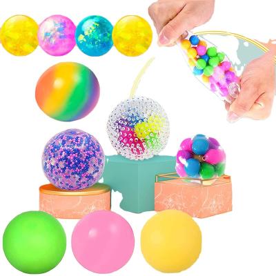 China Kids Colorful Creative Rainbow Beads Grape Ball Relaxation Doll TPR Compression Wiggle Person Toys DNA Ball For You for sale