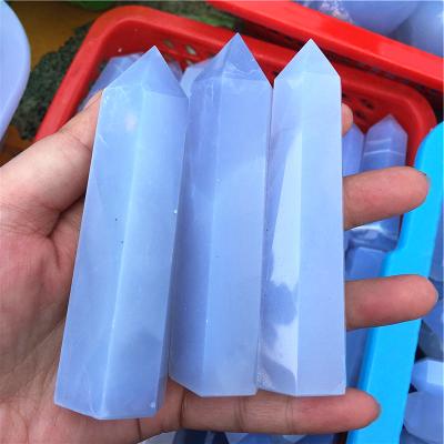 China Europe new product crystal blue chalcedony point crystal tower for decoration reiki healing stones for sale