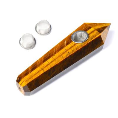 China Europe weed Crystal Smoking Pipes Tiger Eye and hot selling stone quartz Crystal Smoking Pipe accessories for sale