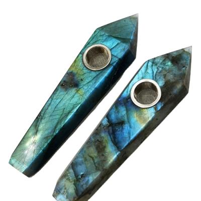 China Modern Natural Labradorite Stones Pipe Quartz Crystal Smoking Pipes for sale