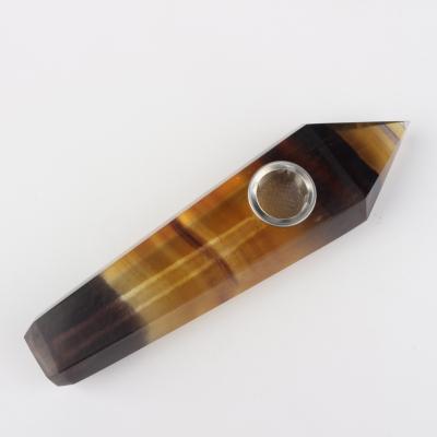 China High Quality Natural Fluorite Crystal Cigarette Holder Quartz Yellow Smoking Pipes From Europe for sale