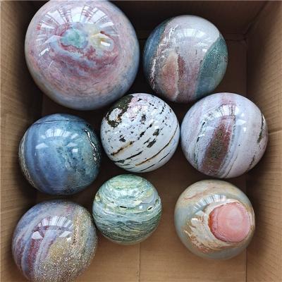 China Europe Healing Beautiful Natural Ocean Jade Stone Spheres Balls of Jasper Polished Quartz Crystal Ocean Stones for sale