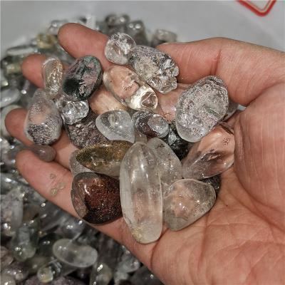 China Natural Green Ghost Phantom Crystal Quartz Gravel from Europe Crystal Tumbled Garden Stones Lodolite for sale