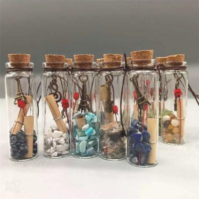 China China Clear Gravel Stone Glass Bottle Wishing Bottle With Cork Physical Therapy Or Gift Wedding Decoration for sale