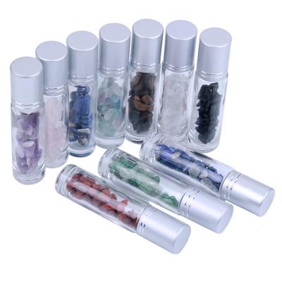 China China 10ml Essential Oil Use Perfume Roller Bottles On Roller Glass Bottle With Crystal Gemstone Roller Ball for sale