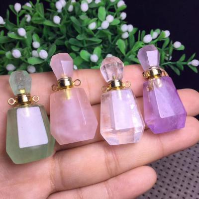 China China Natural Crystal Rose Quartz Perfume Oil Bottles Perfume Crystal Bottle for sale