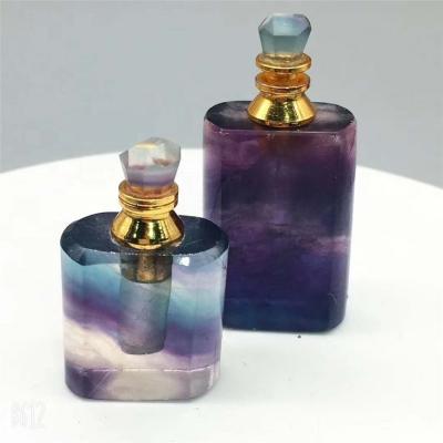 China Real Crystal Quartz Energy Oil Crystal Rainbow Colored Fluorite Crystal Perfume Bottles Wholesale Natural Pendants from China for sale