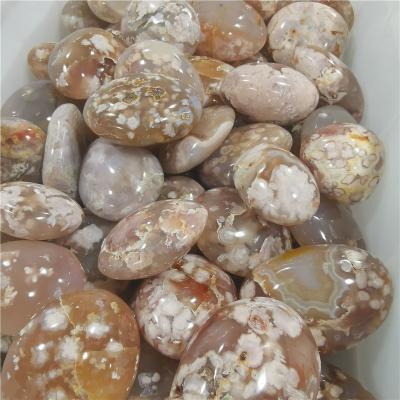 China Europe Wholesale Crystal Gemstone Pink Flower Agate Palms Cherry Blossom Agate Palm Stones For Sale for sale