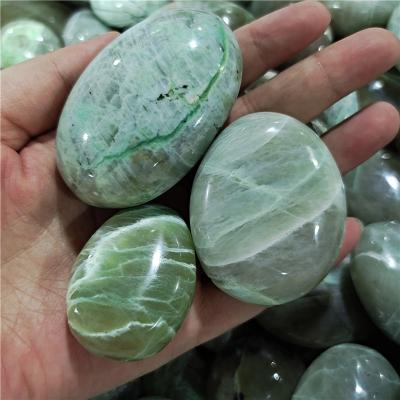 China Natural Europe Palm Green Moonstone Palm Healing Garnierite Crystal Palms For Healing Stone for sale