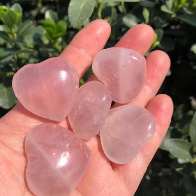 China China High Quality Hand Carved Natural Pink Crystal Heart Shaped Rose Quartz Crystal Stone for sale