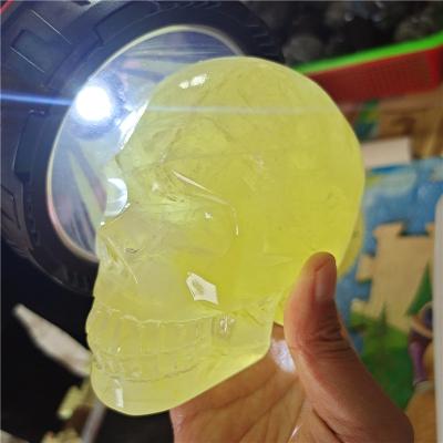 China Europe Wholesale Customize Hand Carved Natural Yellow Citrine Quartz Crystal Skulls For Sale for sale