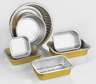 China Baking.etc Food Wrapping Aluminum Foil Eco-Friendly Gold Takeaway Food Container For Heating Cooking for sale