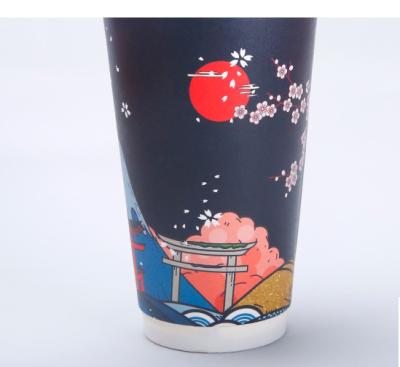 China New Design Disposable Disposable Cherry Printing Hot Drink 500ml Paper Cup for sale