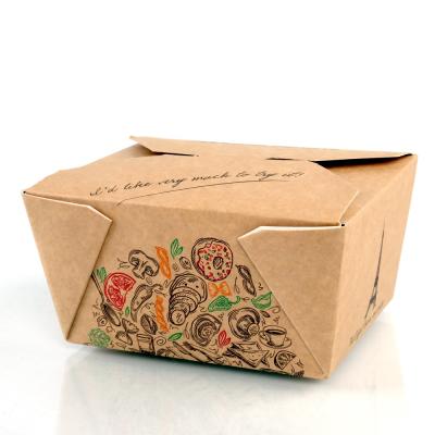 China Disposable Paper Food Box , Disposable Cardboard Lunch Box , Custom Printed Kraft Paper Take Away Food Container for sale