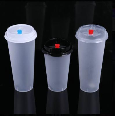 China Disposable Custom Plastic Frosted Injection Molding Food Grade Tea PP Cup With PP Lid for sale