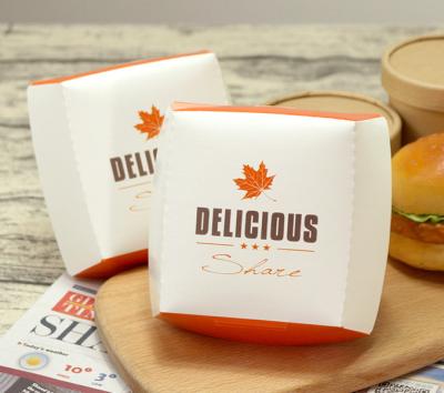 China Disposable Take Out Packaging Custom Design Disposable Cardboard Burger Hamburger Box for sale