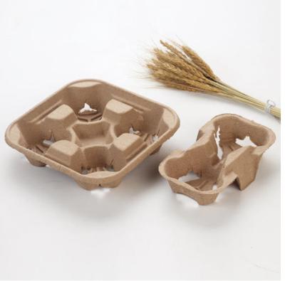 China Disposable Disposable Biodegradable Coffee Milk Tea Cup Holder Cup Tray for sale