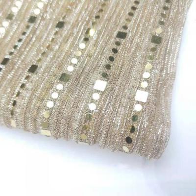 China Fashion Two Tone Mesh Spangle Moonlight Pleated Lurex Polyester Knitted Fabric With Metallic Yarn, Sequin And Glitter For Women Dress for sale