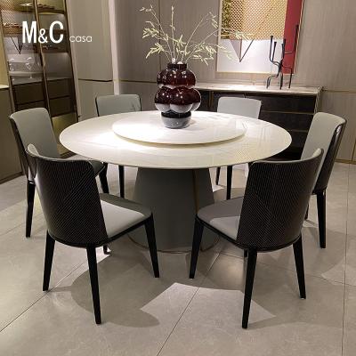 China Luxury Dining Table Restaurant Furniture (Others) Adjustable Restaurant Furniture One Table and Six Chairs Marble Dining Tables for sale