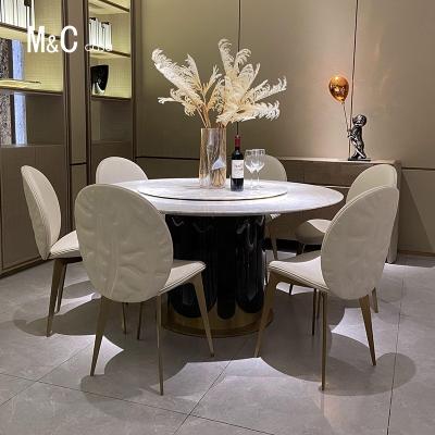 China Luxury Dining Table (Other) AK-033E Marble Adjustable Round Dining Table Dining Table for sale