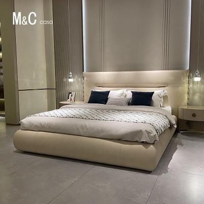 China (Size) Double Bed Frame Leather Art Bed 180*200 Adjustable Luxury Upholstered Leather Modern Leather Bed for sale