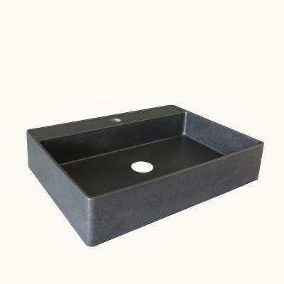 China Good quality modern black artificial quartz basin bathroom stone sink for sale